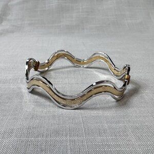Vintage Avon Silver and Gold Tone Wavy Bangle Bracelet
